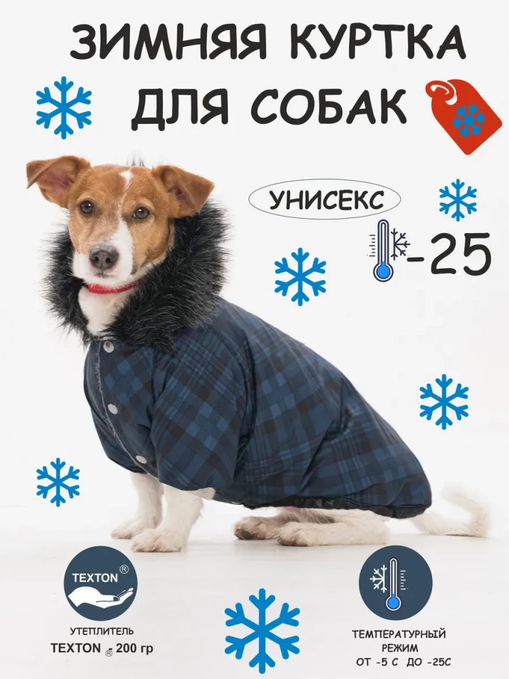 Зимняя куртка с капюшоном (синий)