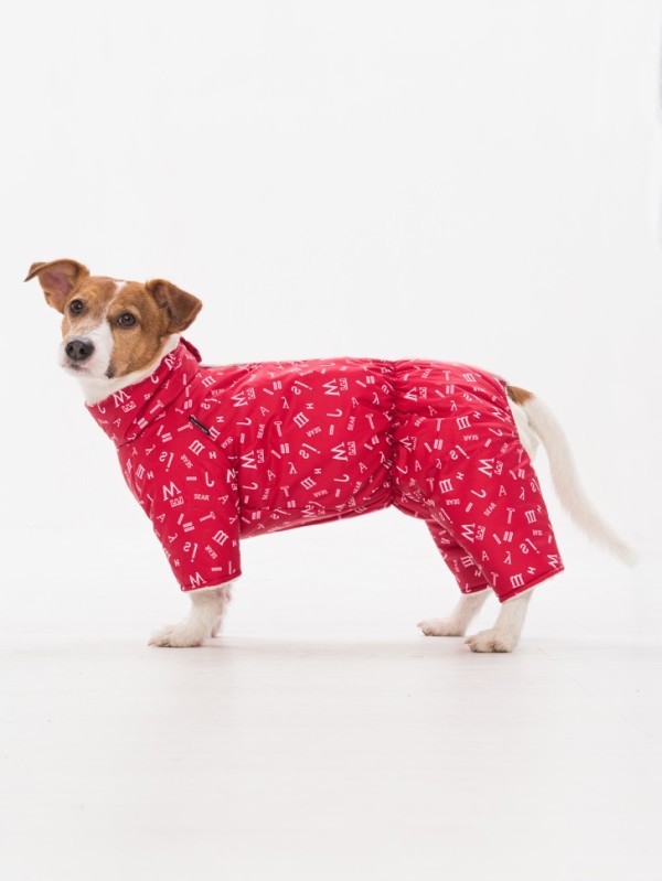 Комбинезон "Буквы" с кнопками сверху (красный)